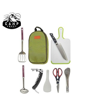 Portable Camp Kitchen Utensil Organizer Set - 8-Piece Outdoor Cooking