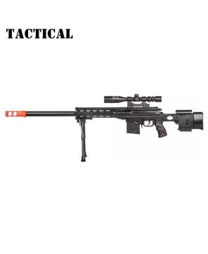 Tactical Spring Sniper Airsoft Rifle Gun | Laser Scope & Bipod Include