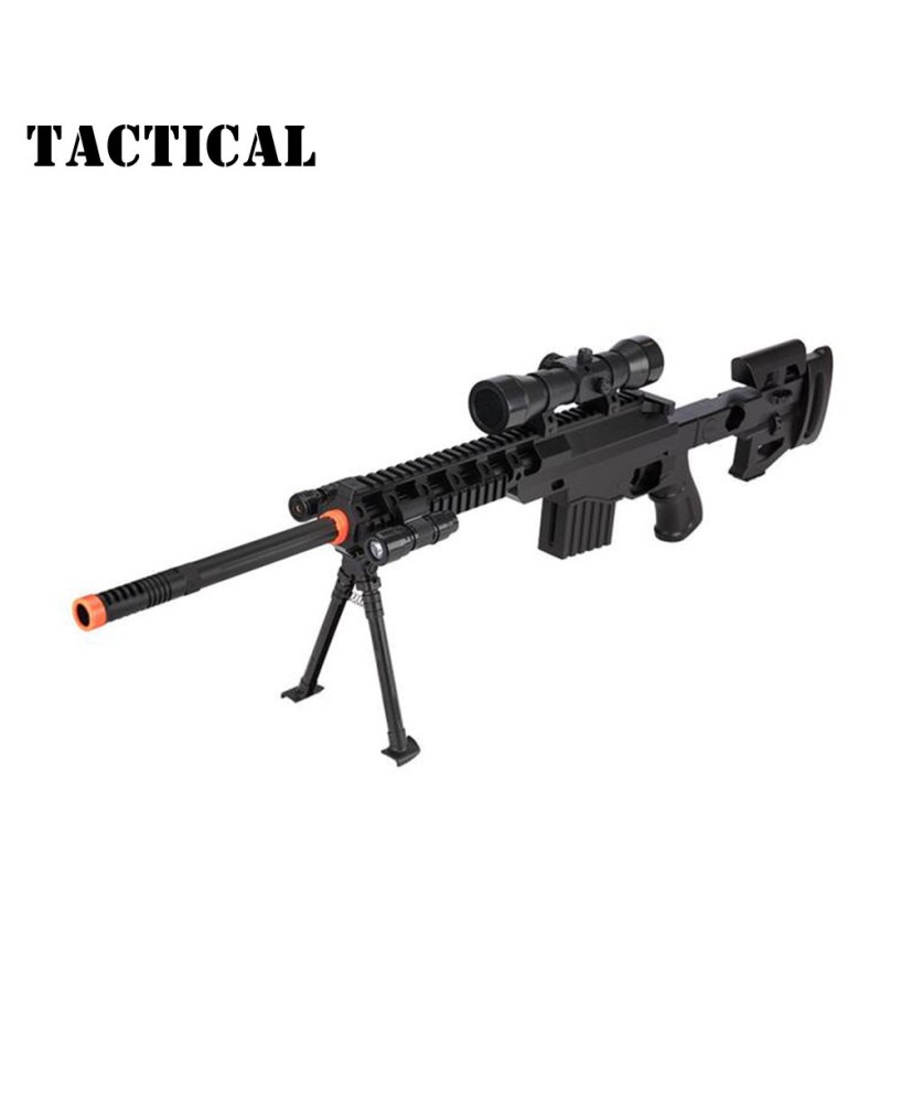 Spring Airsoft Sniper Rifle Gun with Scope Laser Light Bipod 350 FPS