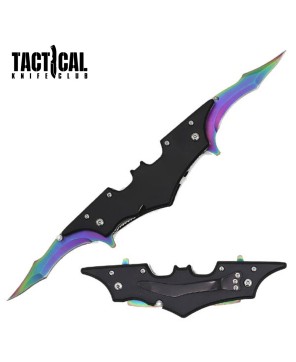 Rainbow Double Bladed Spring Assist Knife - 5.5" Closed