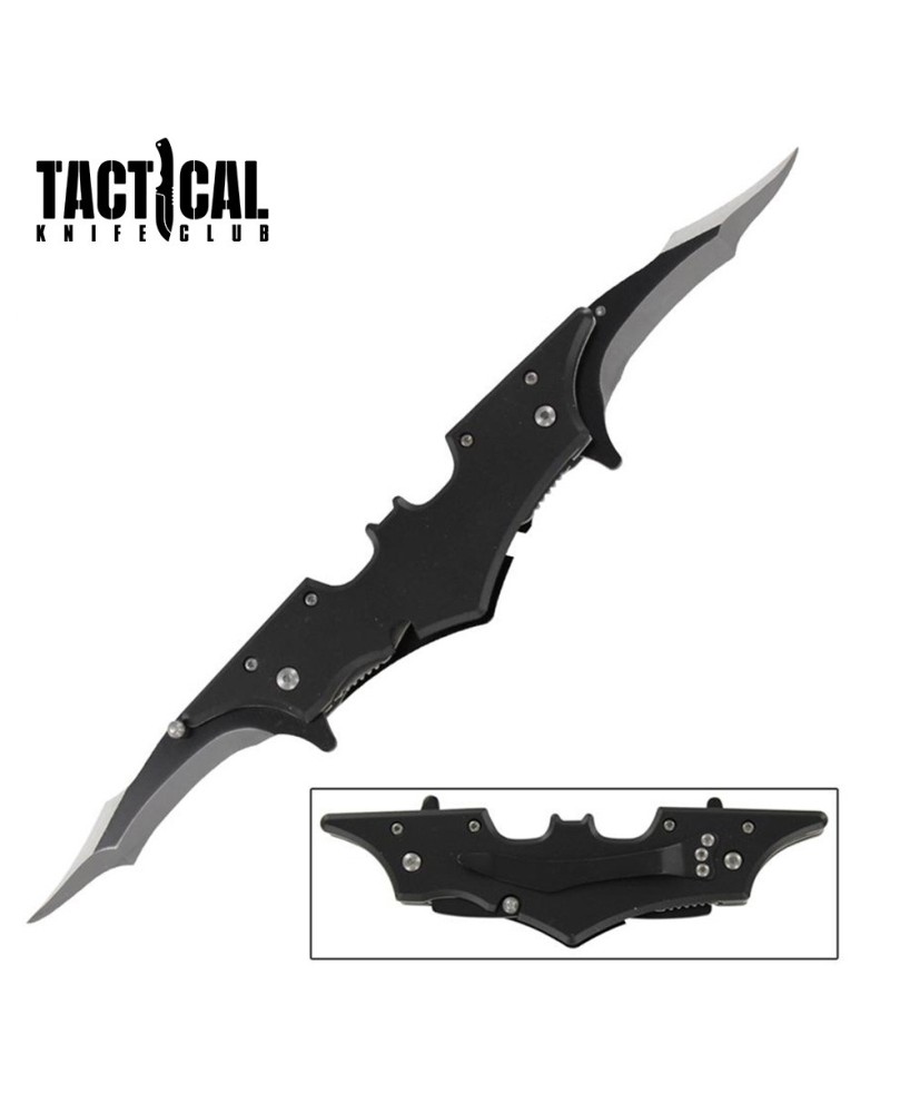 Premium Black Twin Blade Knife - Razor Sharp Precision, Spring Assist