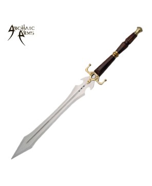 Medieval Fantasy Sword - Wood Handle, Brass Guard & Leather Sheath