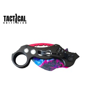 8" Red Karambit Claw Knife - Spring Assisted Folding Pocket Knife