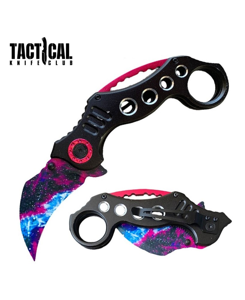 8" Red Karambit Claw Knife - Spring Assisted Folding Pocket Knife