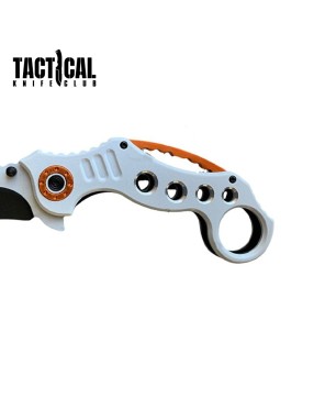 5.25" White Karambit Tactical Knife - Spring Assisted Folder