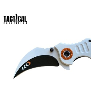 5.25" White Karambit Tactical Knife - Spring Assisted Folder