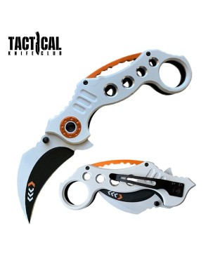 5.25" White Karambit Tactical Knife - Spring Assisted Folder