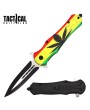 Tactical Marijuana Pot Leaf Pocket Knife - Spring Assisted