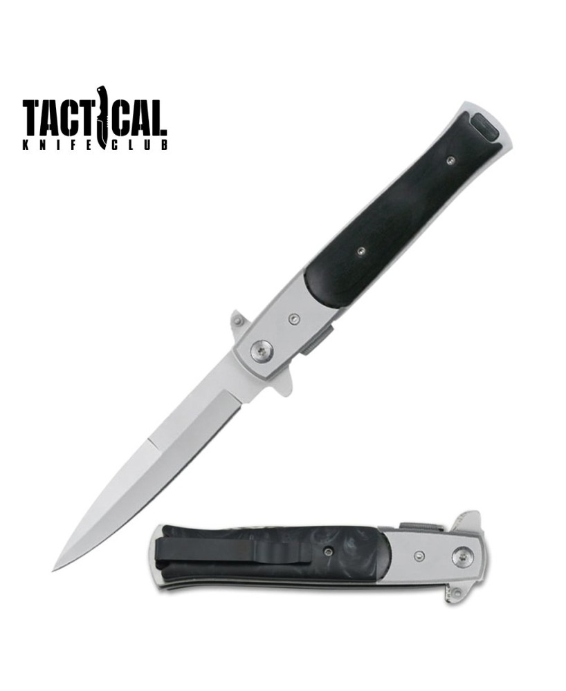 Stiletto Style Spring Assist Knife, Wood Handle - Buy Now