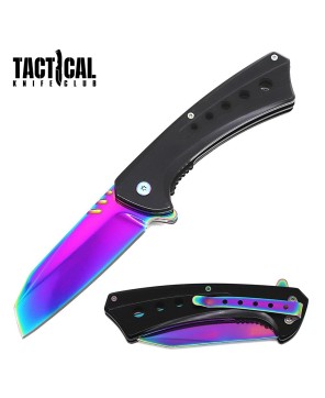 Rainbow Cleaver Razor Folding Knife - Spring Assisted Pocket