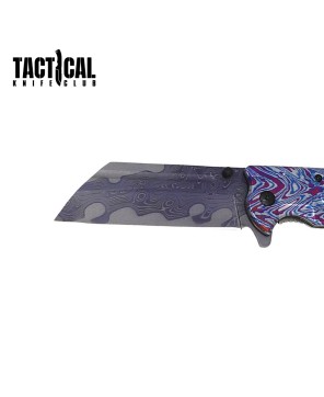 Premium Titanium Damascus Etched Cleaver Knife