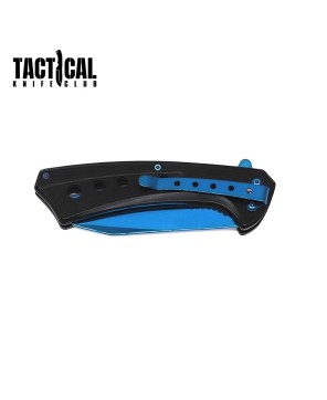 Tactical Blue Cleaver Folding Knife | Spring Assist Pocket Razor Blade