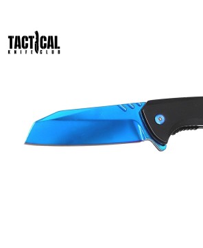 Tactical Blue Cleaver Folding Knife | Spring Assist Pocket Razor Blade