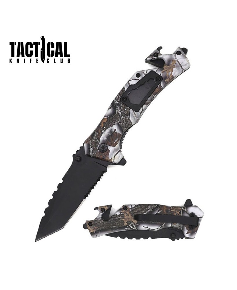 Tactical Spring-Assisted Pocket Knife | Multi-Tool Rescue Camo Knife