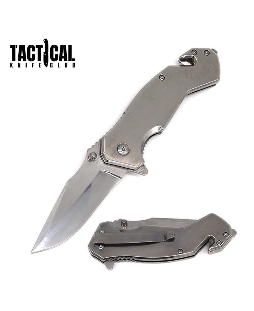 Tactical Rescue Pocket Knife - 4.5" Closed with Glass Breaker & Cutter