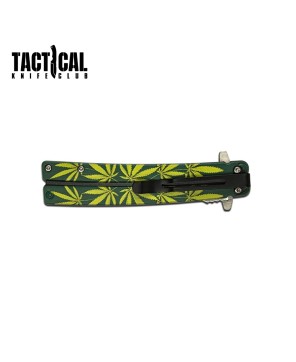 Spring Assisted Tanto Knife - Cannabis Leaf Design, Durable & Reliable