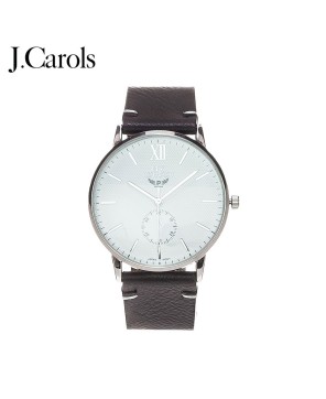 Casual men's leather strap wristwatch