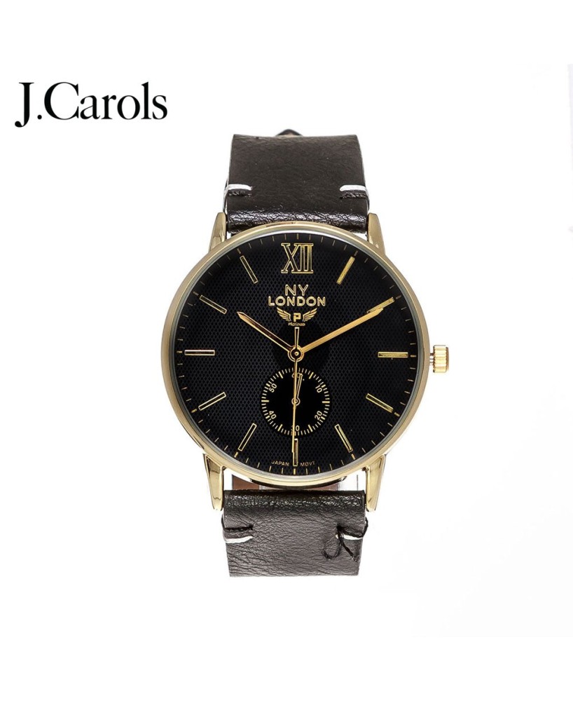 Casual men's leather strap wristwatch