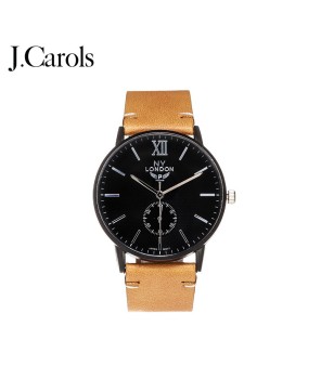 Casual men's leather strap wristwatch