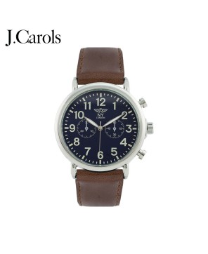 Precision denim leather strap watch