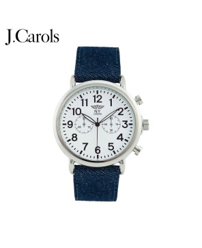 Precision denim leather strap watch