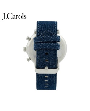 Precision denim leather strap watch