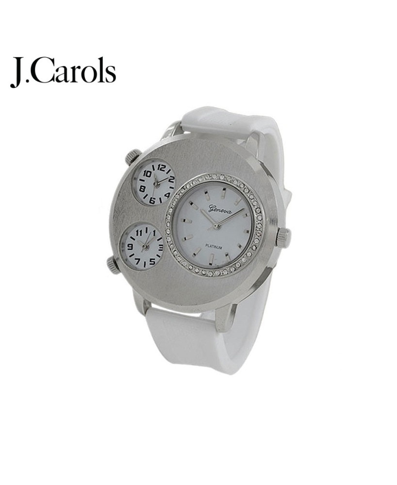 Men's Rubber Strap Watch - Fancy 3 Dial Design