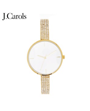 Women's Elegant Round Gold Stainless Steel Wristwatch