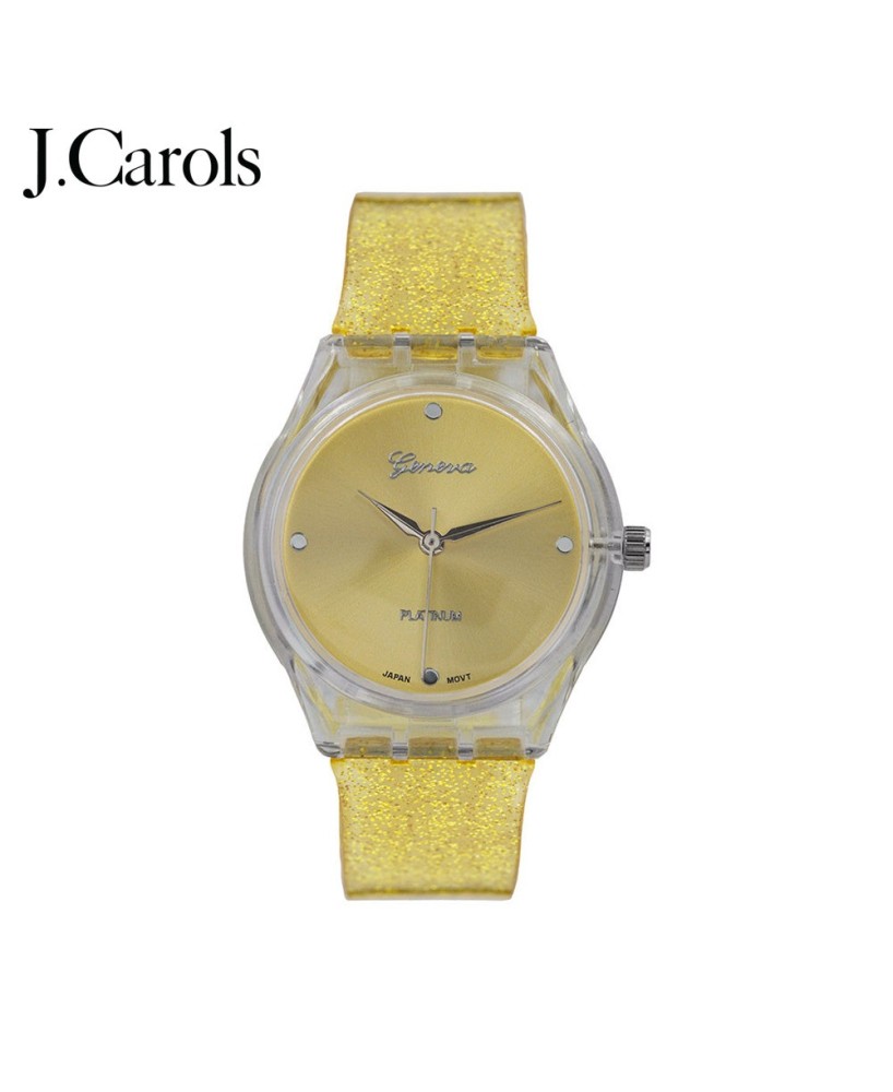 Glitter Powder Wrist Watch | Stylish Round Plastic Strap Timepiece