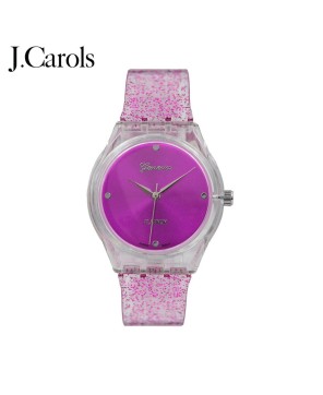 Glitter Powder Wrist Watch | Stylish Round Plastic Strap Timepiece