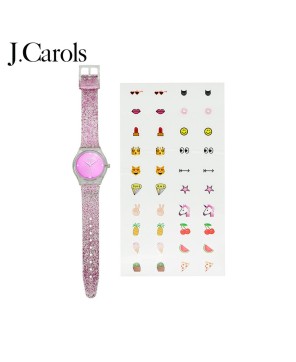 Glitter Powder Wrist Watch | Stylish Round Plastic Strap Timepiece