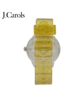 Glitter Powder Wrist Watch | Stylish Round Plastic Strap Timepiece