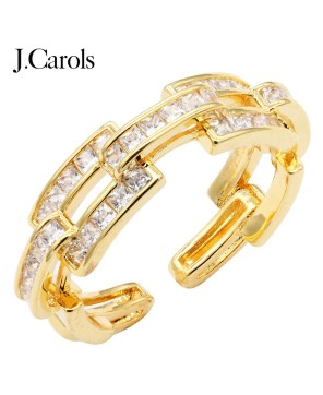 Elegant Rhodium & Gold Plated Cubic Zirconia Adjustable Rings