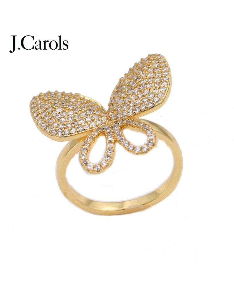 Rhodium Plated Clear CZ Adjustable Butterfly Rings