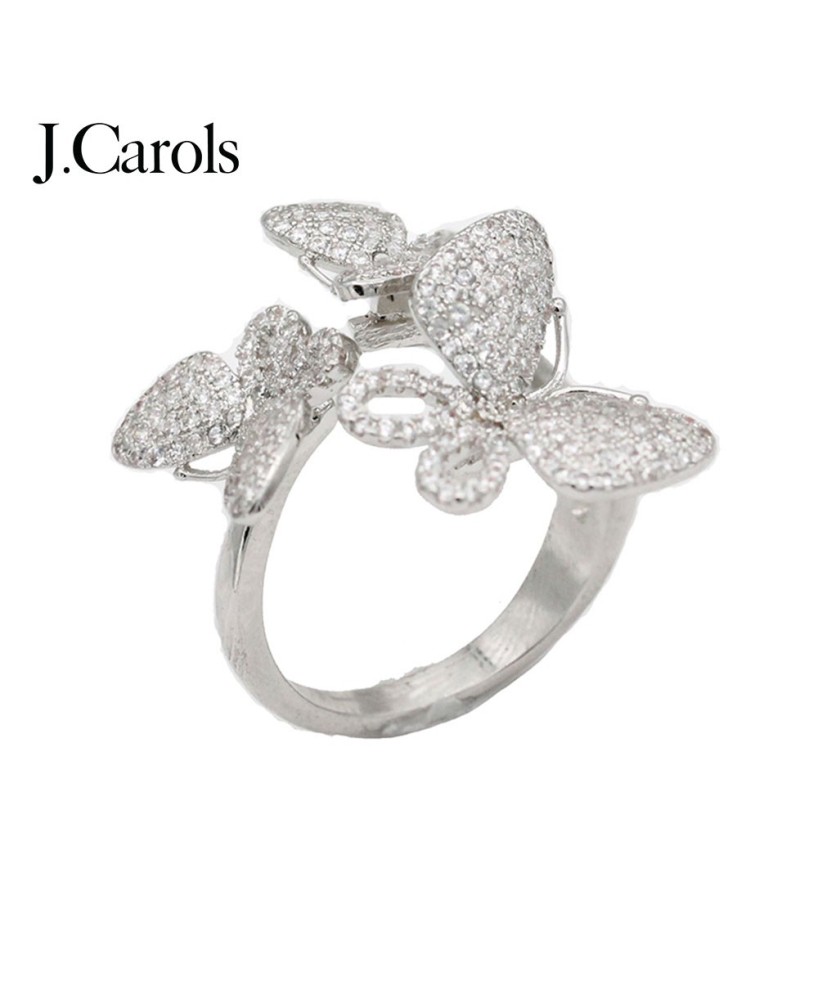 Gold Plated Clear CZ Adjustable Butterfly Rings