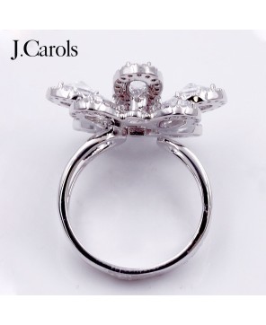 Flower Adjustable Rings with Cubic Zirconia