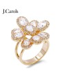 Flower Adjustable Rings with Cubic Zirconia