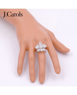 Flower Adjustable Rings with Cubic Zirconia