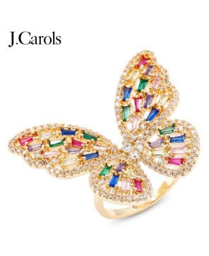 Multi-Color CZ Butterfly Adjustable Rings