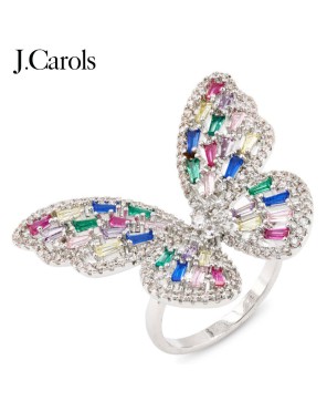 Multi-Color CZ Butterfly Adjustable Rings