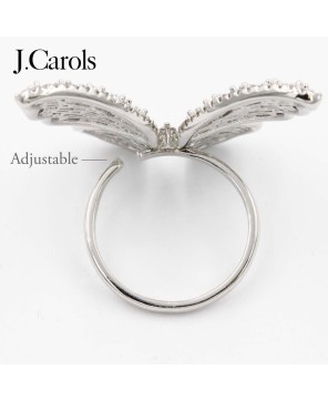 Multi-Color CZ Butterfly Adjustable Rings