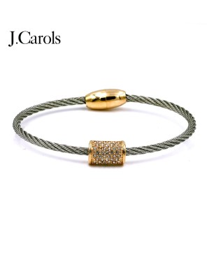 Two-Tone Plated Crystal Cable Bracelets | Sparkling Brass Jewelry