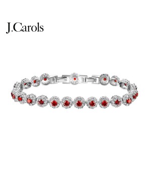 Flower Floral Sapphire AAA CZ Bracelet | Red, Rose Gold, Rhodium, Blue