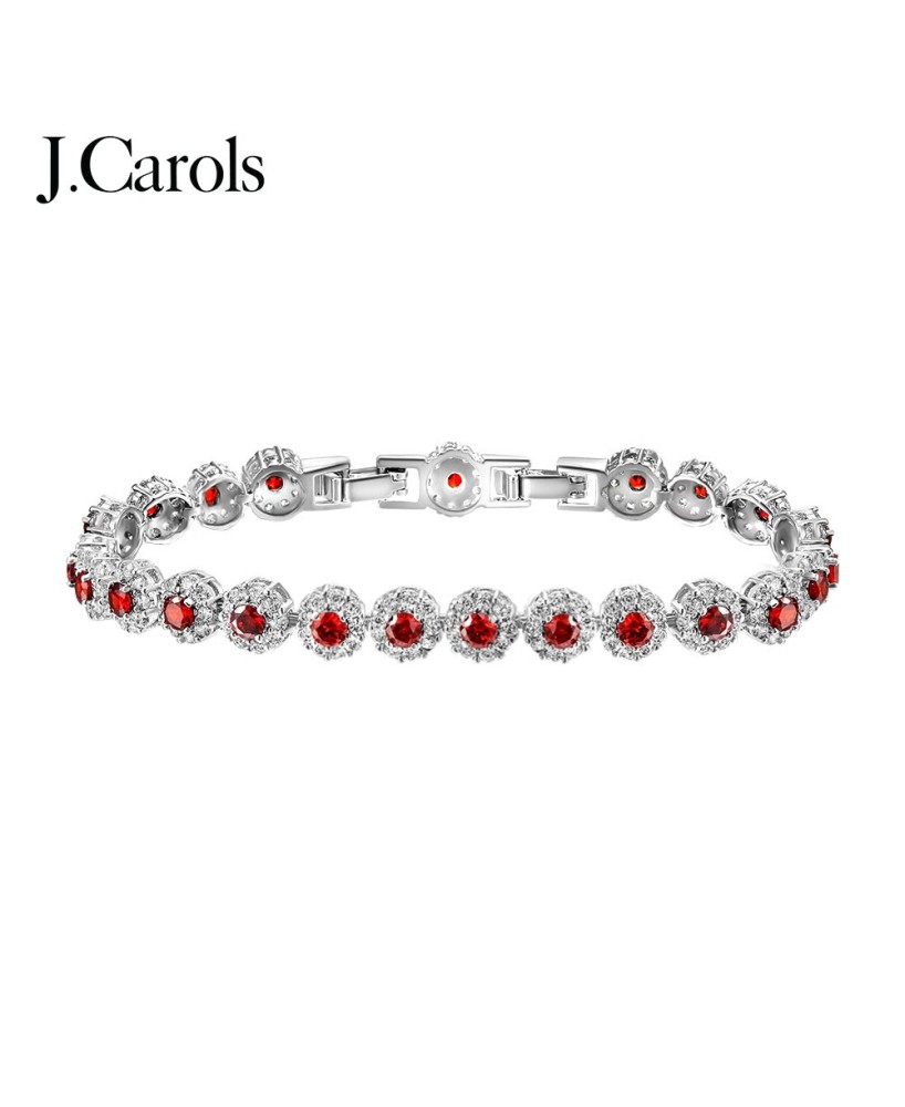 Flower Floral Sapphire AAA CZ Bracelet | Red, Rose Gold, Rhodium, Blue