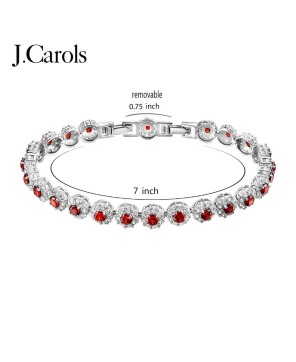 Flower Floral Sapphire AAA CZ Bracelet | Red, Rose Gold, Rhodium, Blue