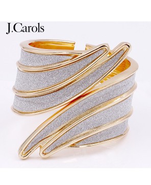 Gold Plated Glitter Bangle Bracelets | Crystal Accents | Rhodium