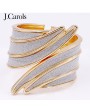 Gold Plated Glitter Bangle Bracelets | Crystal Accents | Rhodium