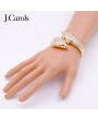 Gold Plated Glitter Dolphin Bangle | Crystal Accents