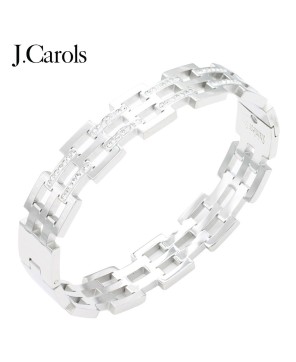 Stainless Steel Hinged Bangle Bracelets | Elegant Crystal Accents