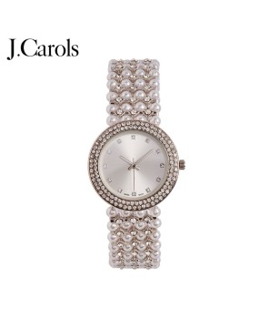 Diamond-Accented Quartz Watch with Pearls for Women